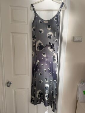 FUZZI Floral Maxi Slip Dress with Bow Accent